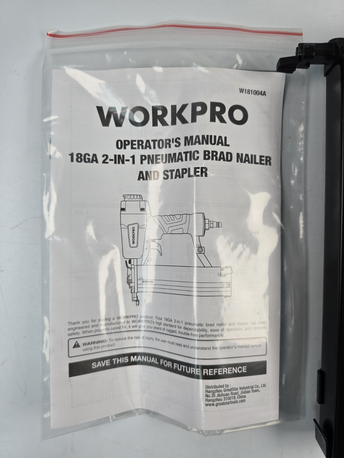 WORKPRO Pneumatic Brad Nailer, 18 GA, 2 in 1 Nail Gun and Crown Stapler