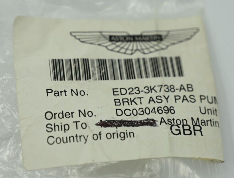 Genuine OEM Aston Martin Support Bracket PAS Pump P/N ED23-3K738-AB