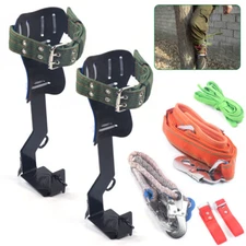 Adjust Tree/Pole Climbing Spike Set 2 Gear Safety Belt Rope Lanyard w/ Carabiner
