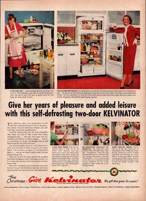 Kelvinator Refrigerator Self Defrosting Two Door 1953 Vintage Print Ad-C-2.1