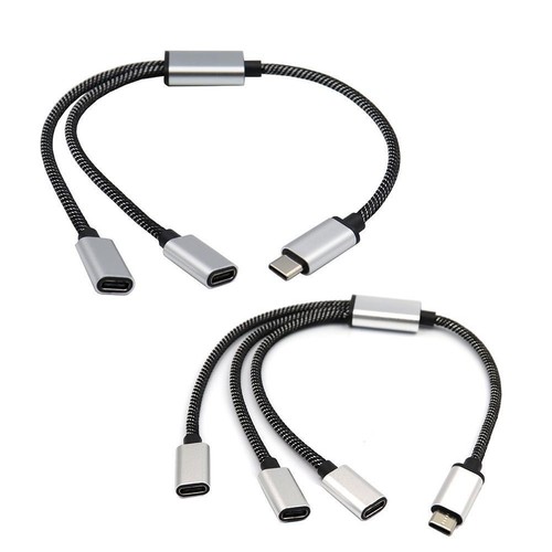 NOWY USB C Wtyczka na dwa USB C Gniazdo Rozdzielacz Hub do kabla ładującego typu C - Zdjęcie 1 z 10