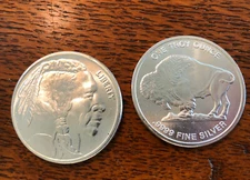 1 oz Silver Round - Buffalo Design .999 Fine Silver