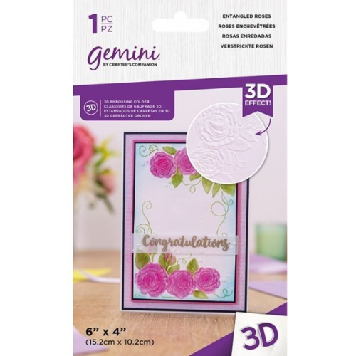 Gemini 3D 4 x 6 Embossing Folder - Entangled Roses - Picture 1 of 2