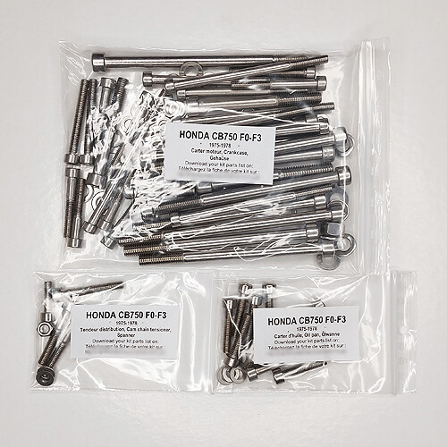 Kit vis carter Honda CB 750 Four en acier inoxydable de qualité supérieure