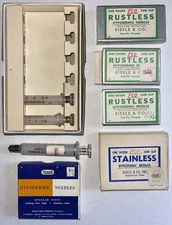 Vintage Lot of Eisele Veterinary Hypodermic Glass Syringes & Needles