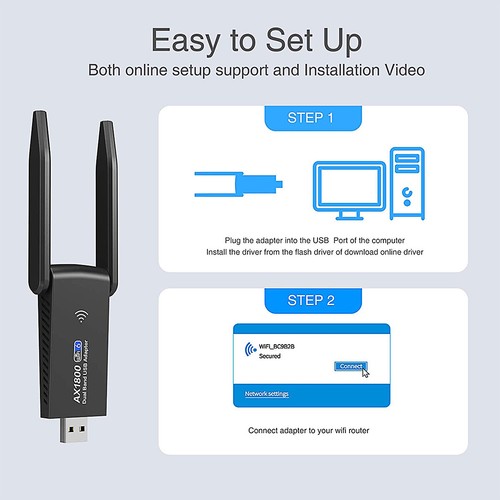 WIFI Adapter WLAN USB 3.0 Stick 1300/1800Mbps Dual-Band Dongle Antenne für PC DE - Bild 44 von 50