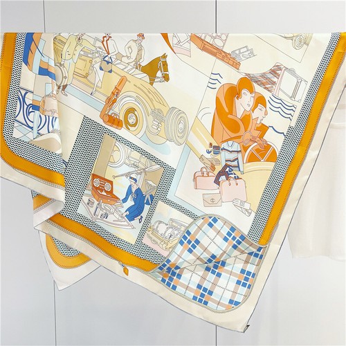 Sallys Car Print Twill Silk Wrap Scarf Bandana Large Square Shawl Kerchief 53" - Picture 29 of 37