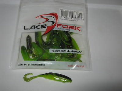 LFT TROPHY LURES SICKLE TAIL BABY SHAD 15 CT CHART GLOW