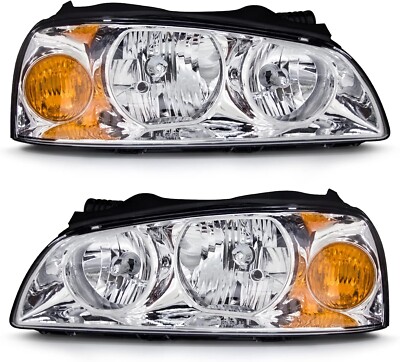 Headlights Assembly For 2004 2005 2006 Hyundai Elantra Chrome Housing LH+RH Pair