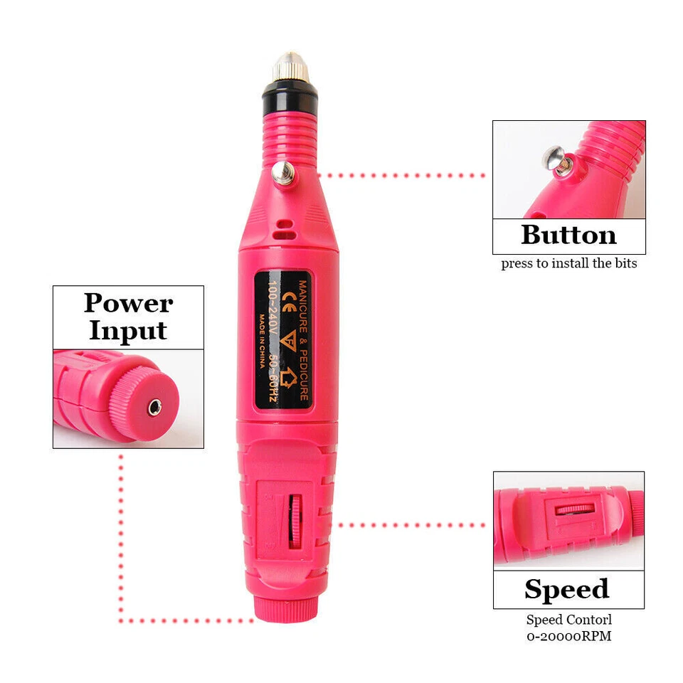 Kit de máquina portátil de manicura pedicura lima de arte acrílico lima taladro de uñas eléctrico Foto 3 de 4