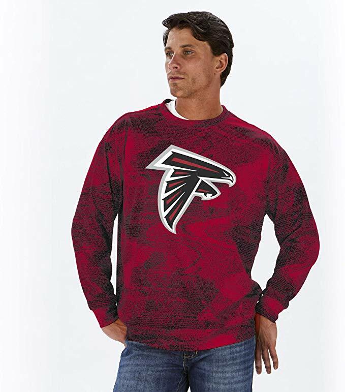Zubaz NFL Футбольная мужская толстовка Atlanta Falcons со статичным круглым вырезом горловины