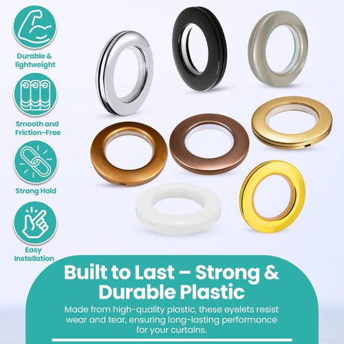 10 Curtain Eyelet Rings Clip Grommet Blinds Drapery Self Sealing 42mm Round Ring - Picture 37 of 72