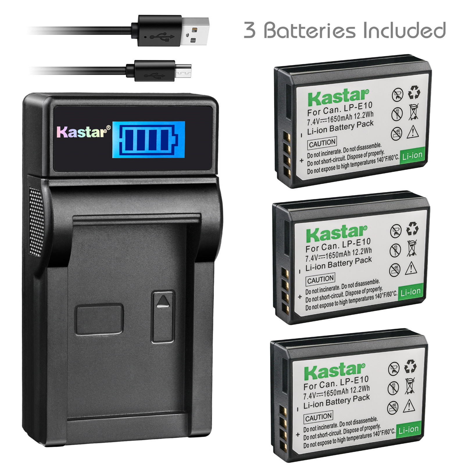 Kastar Battery LCD Charger for Canon LPE10 LCE10 & Canon EOS Rebel T6