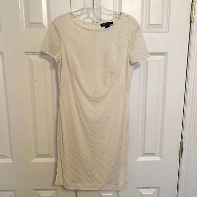 Lauren Ralph Lauren Evening Ivory Beaded Shift Dress Size 4 | eBay