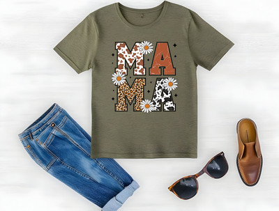 Western Mama Cow Print Leopard Print DTF Ready To Press Transfer High Quality