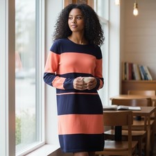 Tommy Bahama Pink & Blue Striped Sweater Dress – Size Medium