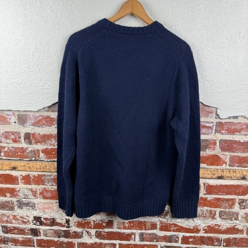 Duluth Trading Co Sweater Mens Large Navy Blue Shetland Wool Crewneck Pullover - Picture 5 of 5