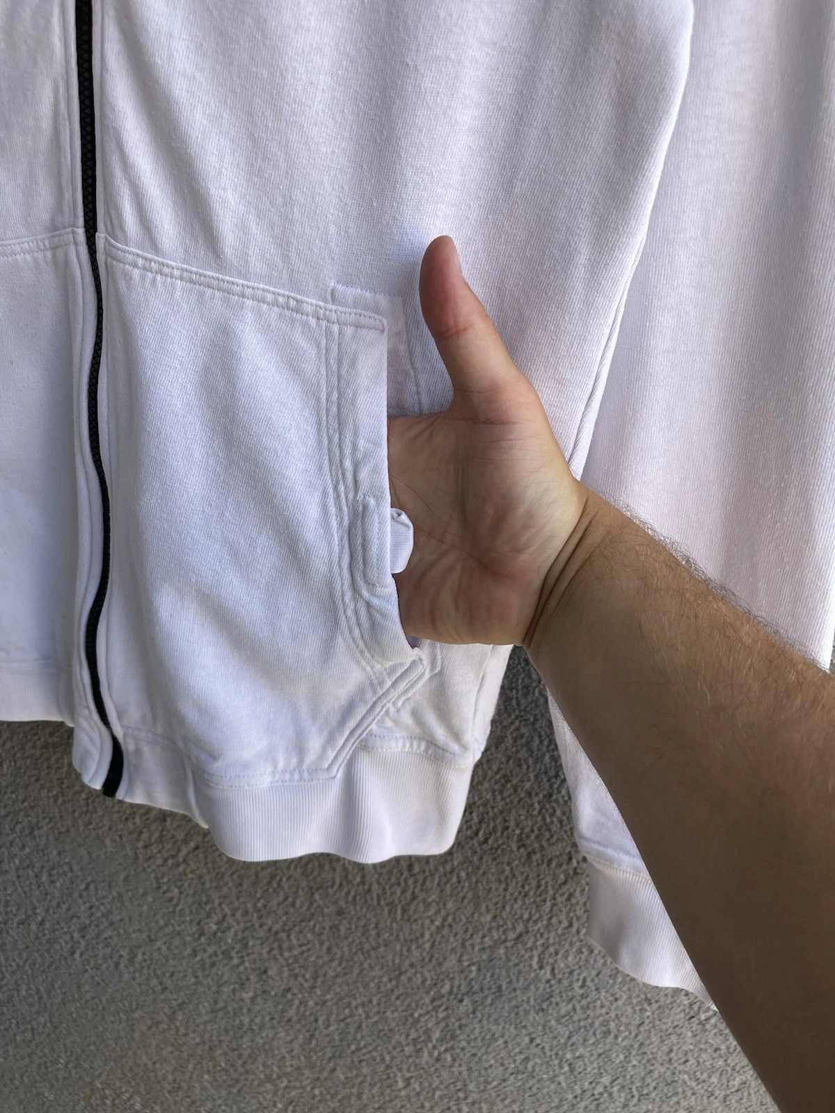 Stone Island Felpa Uomo con Cappuccio e Zip Colore Bianco Taglia M