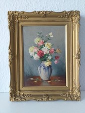 Öl Gemälde Blumenstillleben Rosen Röschen signiert . K. Reit Reif , 020226K-6