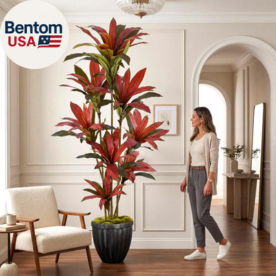 8Ft Artificial Dracaena Tree Faux Dracaena Plant with Pot, Tall Fake Yucca Silk 