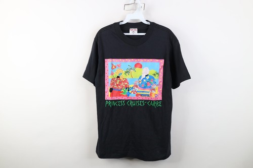 Vintage 90s Womens Medium Princess Cruises Caribe Flower Art Island T-Shirt USA