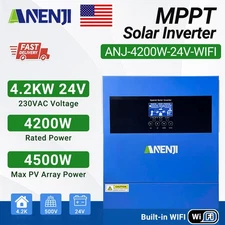 4200W 24V Solar Inverter Off Grid Hybrid MPPT 100A Charger Controller 500V WIFI