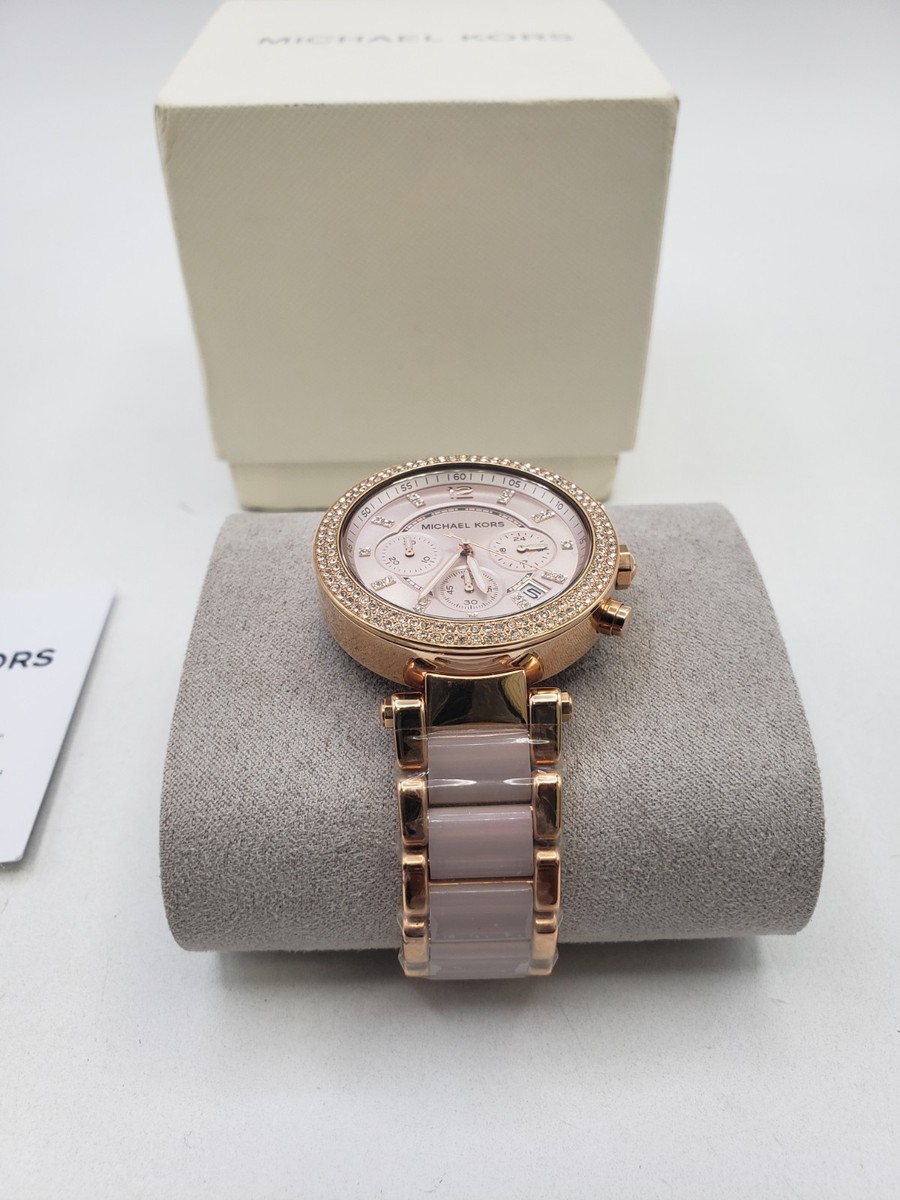 Michael Kors Parker MK5896 Blush Dial Rose Gold Tone Blush Acetate