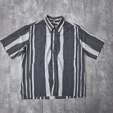 True Vintage Mannys Shirt Mens Large Gray Retro Made in USA Groovy Boxy Geo
