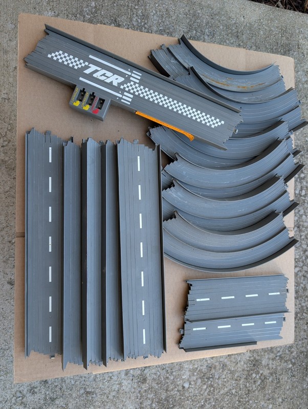 Tyco Slot Car Track Accessories Lot w/ Straights, Curves, Controllers & Parts