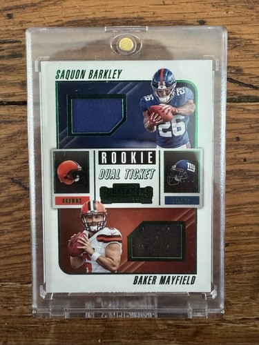 2018 Panini Contenders Rookie Duel Ticket Green Saquon Barkley/Baker Mayfield