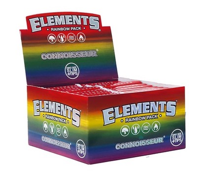 5 Boxen (120x) Elements Rainbow Connoisseur King Size Slim 32 Papers+Tips