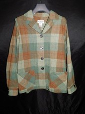 Pendleton M Woman Green Brown Plaid Heritage Wool Shirt Jacket Blazer Button Md