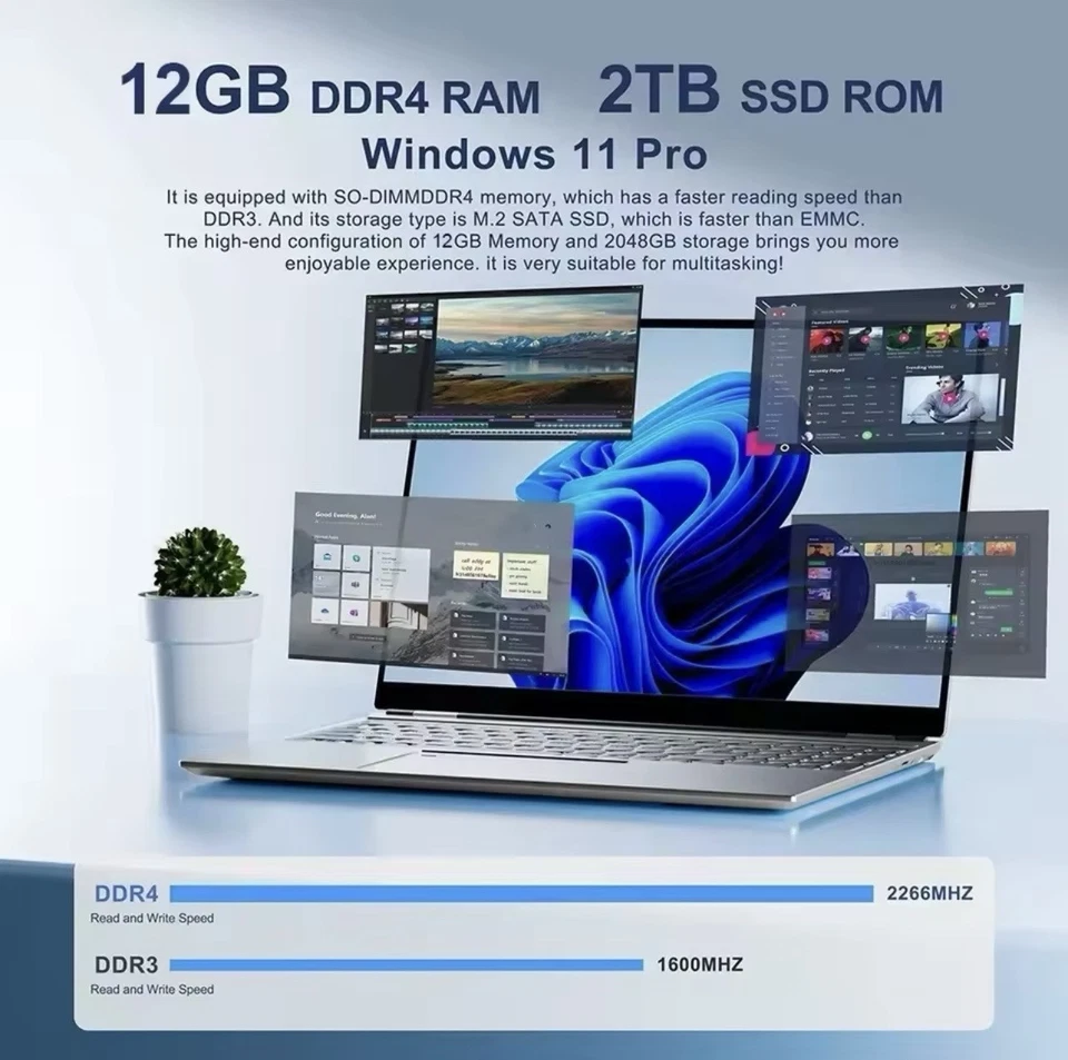 14.1 "Nuovo Computer Portatile Ultra Sottile Windows 11 Intel Core i7-7500U 2TB - Immagine 2 di 4