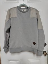 Burton Crewneck Pullover Sherpa Lined Gray Sweatshirt Jacket Ski Casual, FLAWS 