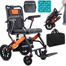 Drive Medical Transport Wheelchair Folding Transport Chair with 9 Wheels Black