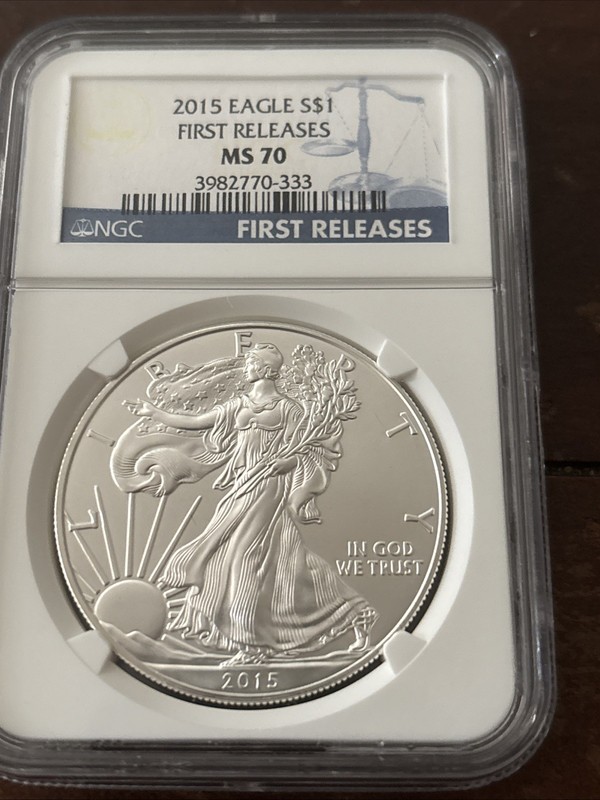 2015 Silver Eagle NGC MS70 First Releases Blue Label