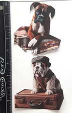 Lot of 2 Vintage Bull Dogs Blanket Vest Suitcase SINGLE LAYER Embellishments 955