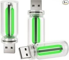 3PCS USB Car Interior Lights, Plug-in Glass Bottle Ambient Lamps for Cars, Green
