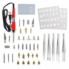 40PCS Wood Burning Pen Set Wood Burning Soldering Chiseled Tips and Tweezers