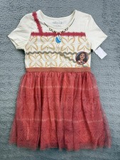 Disney Moana 2 Dress Girls XL 14 Red Tan Tulle Skirt Costume Outfit NWT Princess