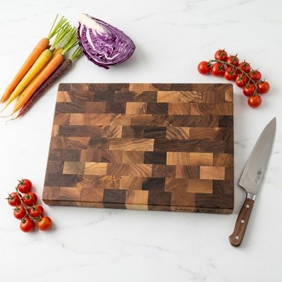 Handmade End Grain Walnut Cutting Board - Thick Wood Butcher Block for Kitchen
