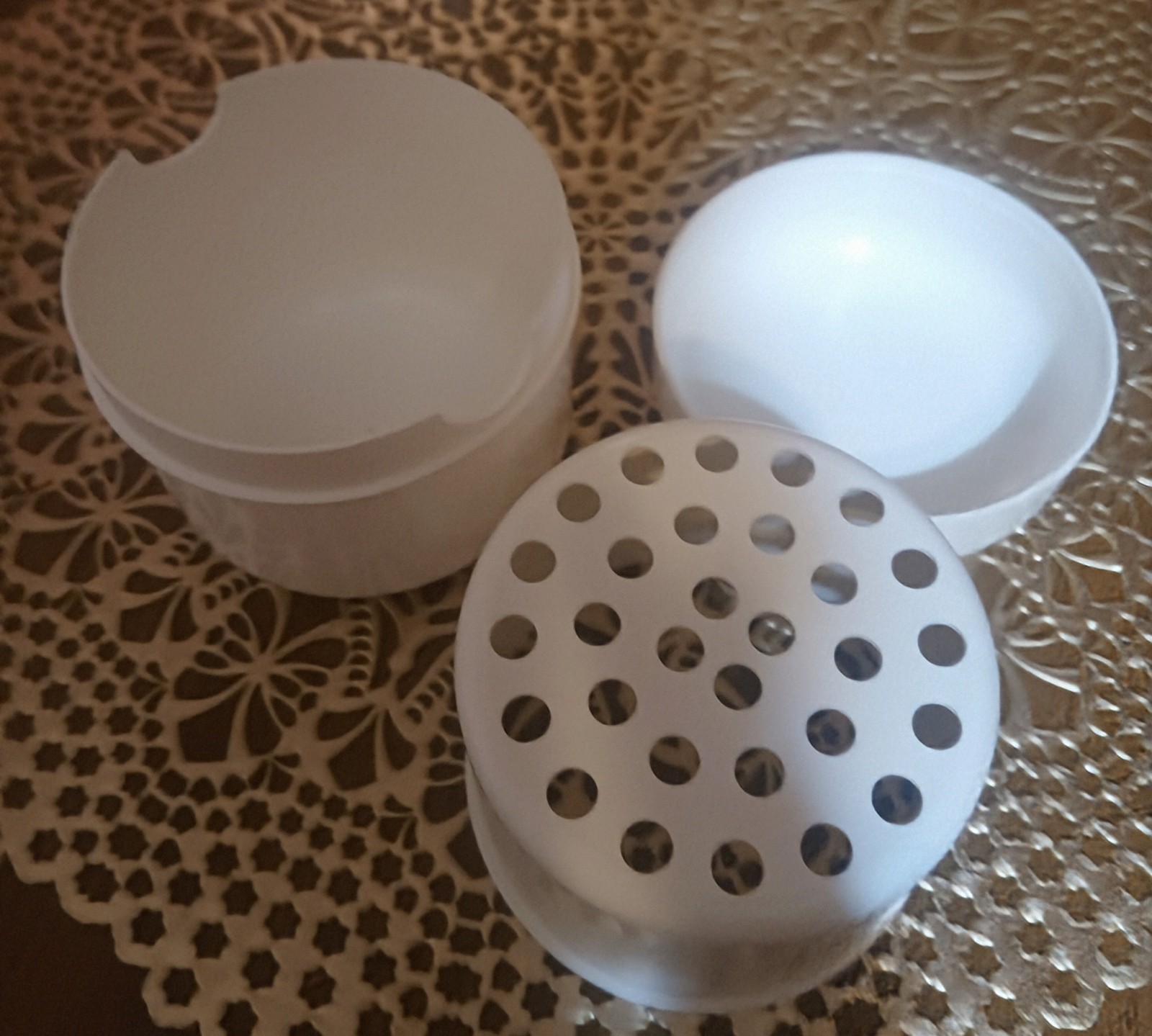 Wernet Denture Brush Vintage Cream Colored Handle and Denture Holder Cup Set New