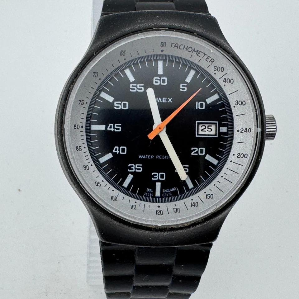 VTG Timex Black Max Marlin Men Dial England Calendar Hand-Wind Mechanical Watch - Image 2 of 4