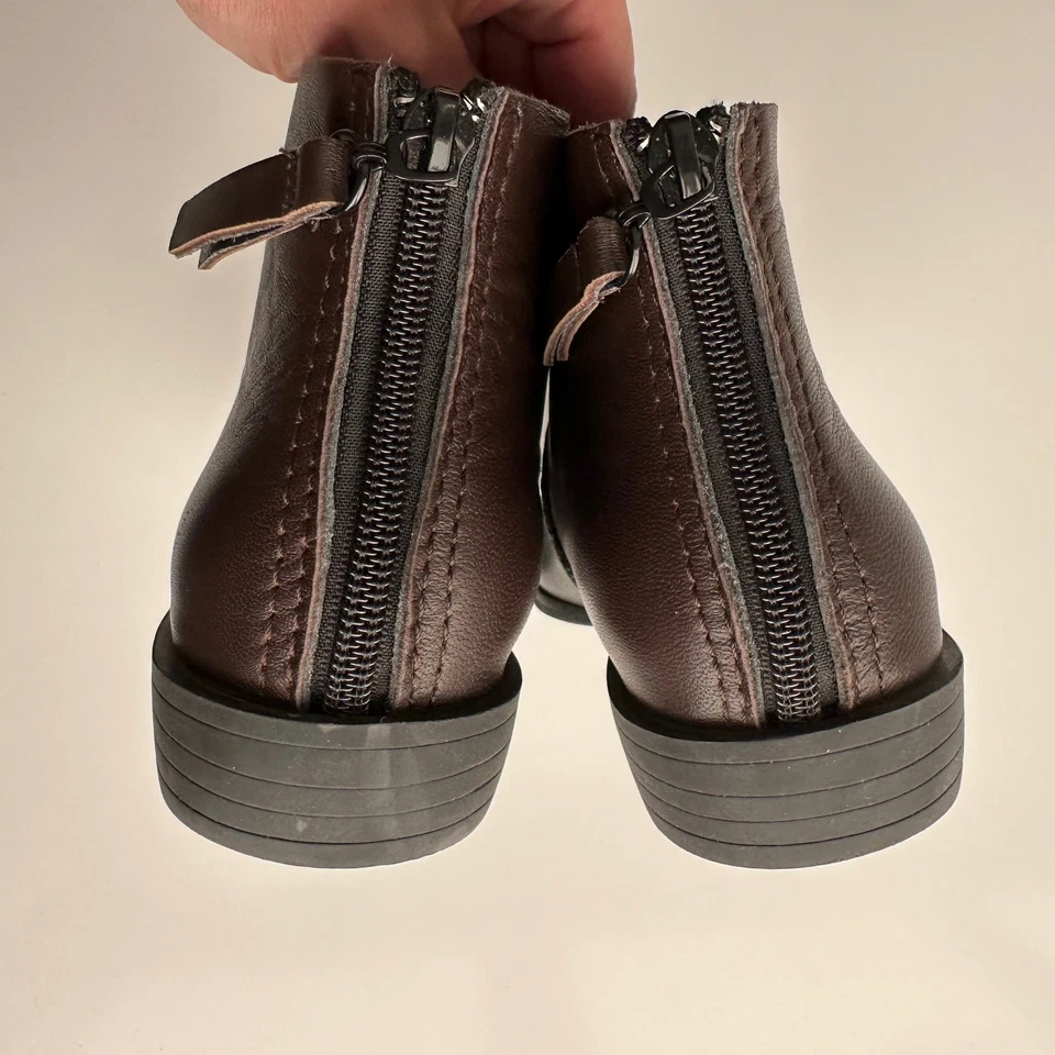 全黑双色棕色黑色后拉链时尚低跟踝靴 EU 36 US 5.5 — 第 4/4 张图片