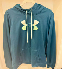 Under Armour Women s Blue Pullover Hoodie M Fleece Polyester Logo Pocket