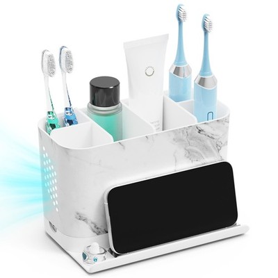 Toothbrush Holders, Toothbrush Caddy with Front Ledge and Cord Slots, Detacha...