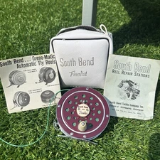 South Bend 1133 Finalist Fly Reel Two Stage Drag System W/ Case & Manual Vintage