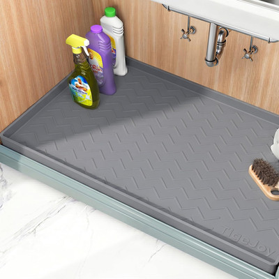 Tigejoy 34'' X 22'' under Sink Mats for Kitchen Waterproof, Leak-Proof Silicone Ma