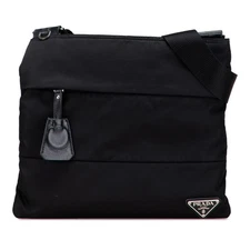 Authenticated Prada Tessuto Zip Top Crossbody Black Nylon Fabric Bag