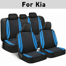 Car Seat Cover Full Set 7pcs For Kia Blue Velvet Breathable Front Rear
